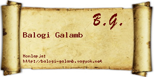 Balogi Galamb névjegykártya